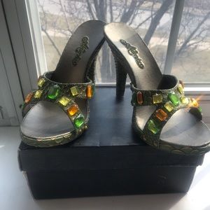 Green Jeweled Heels